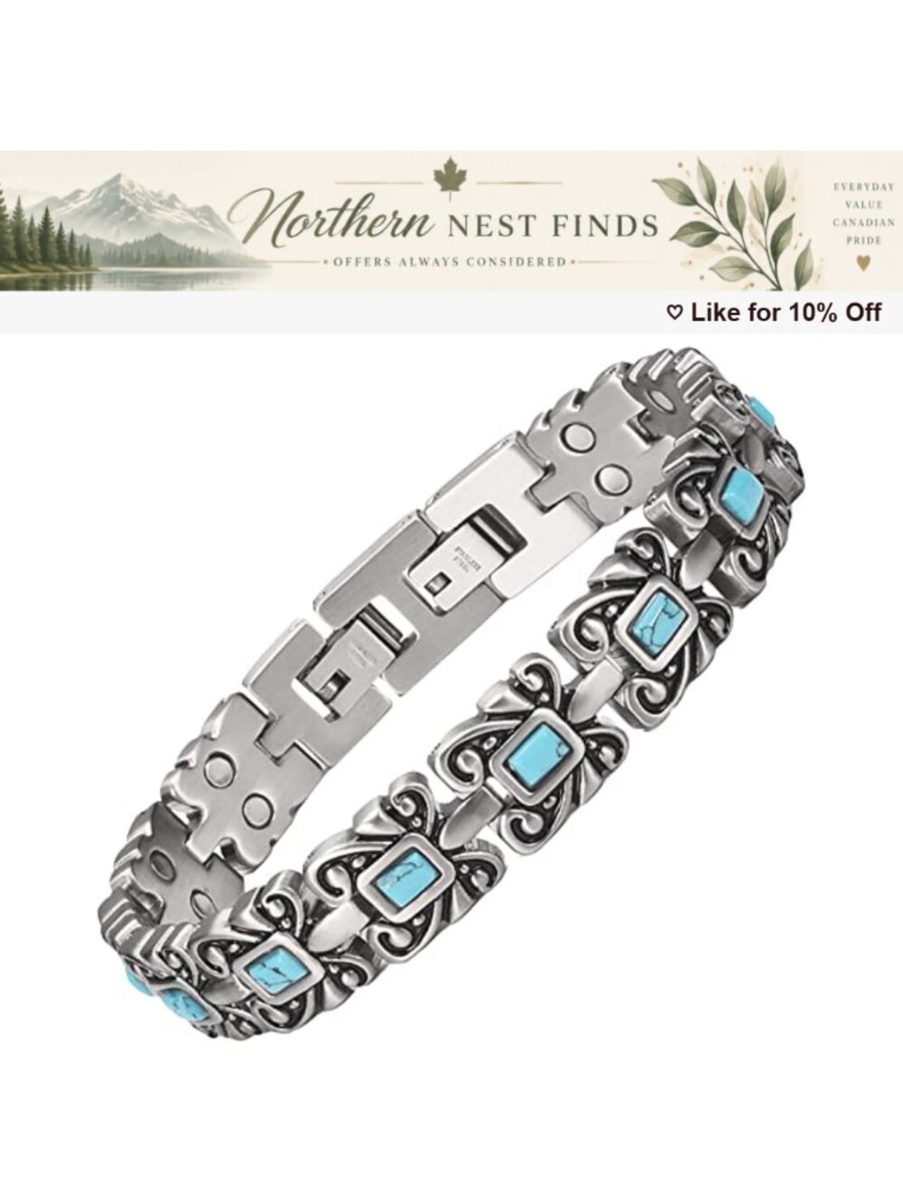 Stainless Steel Magnetic Bracelet 3500 Gauss Adjustable Chain